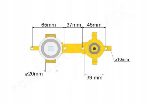 Bateria do kabiny z hydromasażem 3 funkcyjna 95mm Bateria do kabiny z hydromasażem 3 funkcyjna 95mm