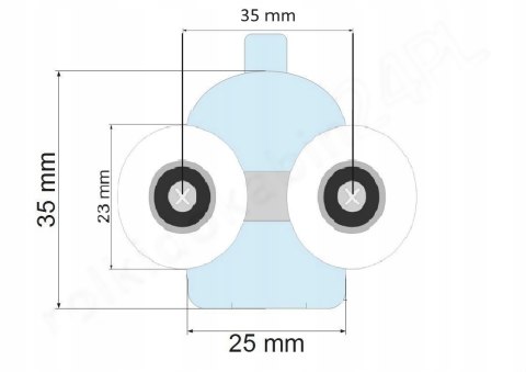 Rolka do kabiny dolna D05-1 23mm podwójna Rolka do kabiny dolna D05-1 23mm podwójna
